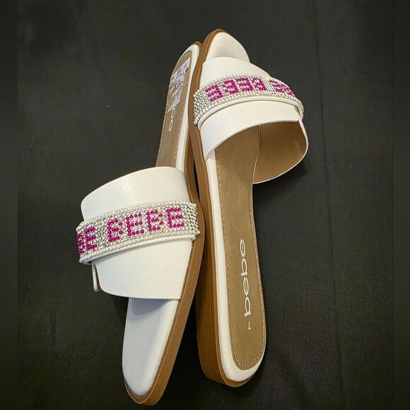 BRAND NEW BEBE RHINESTONE SLIDE SANDAL R3 - Picture 10 of 16